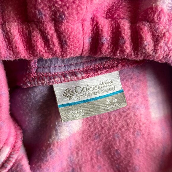 Columbia pink plaid fleece bunting 3-6m - Picture 3 of 11